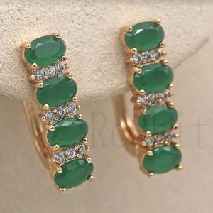 18K Gold Filled Emerald Earrings